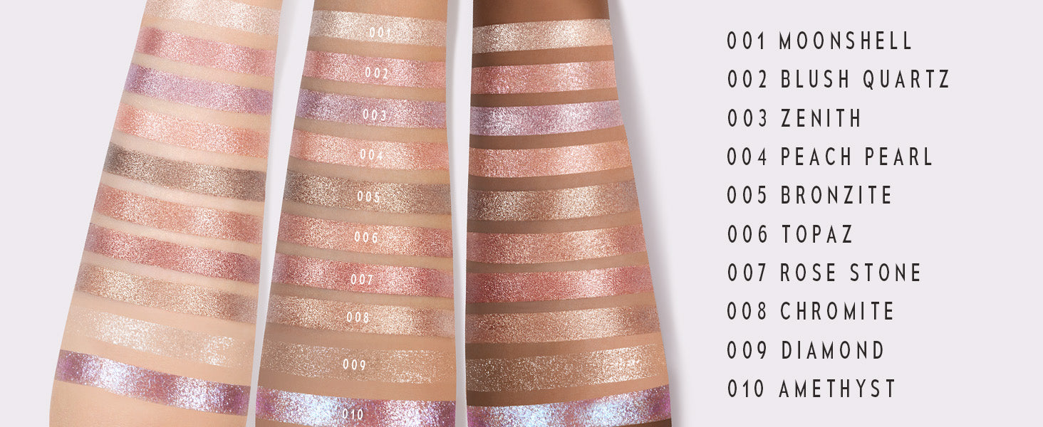 Time Phoria Illumina Jelly Eyeshadow Stick Color swatches with names on a white background