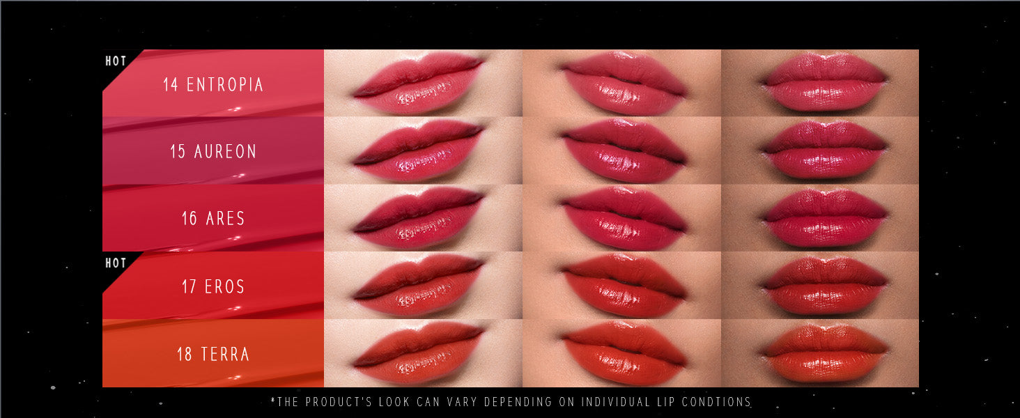 Stellar Dust Lip Stain color swatches