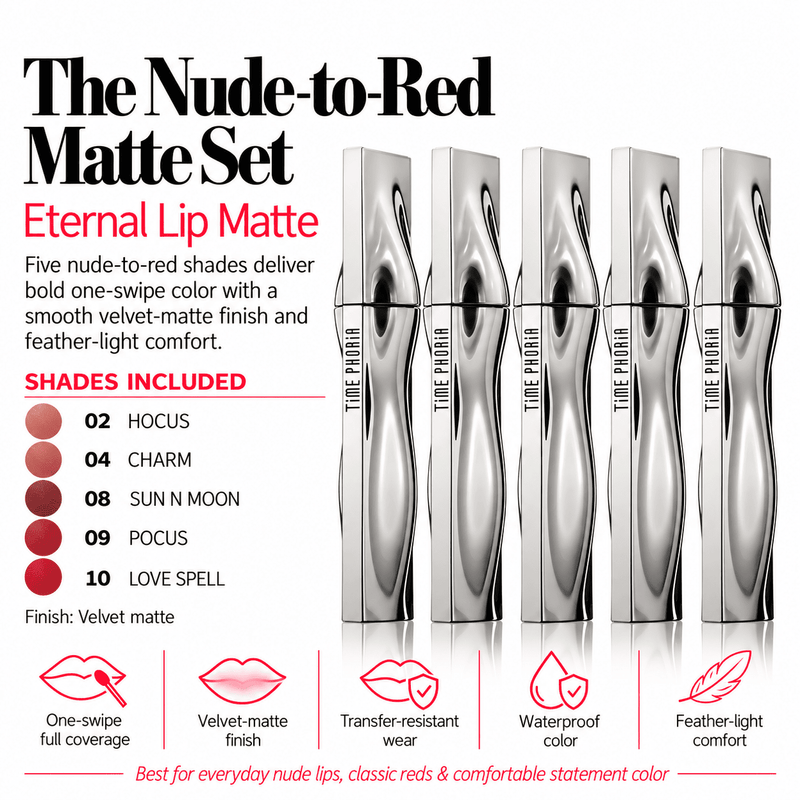 The Nude-to-Red Matte Set