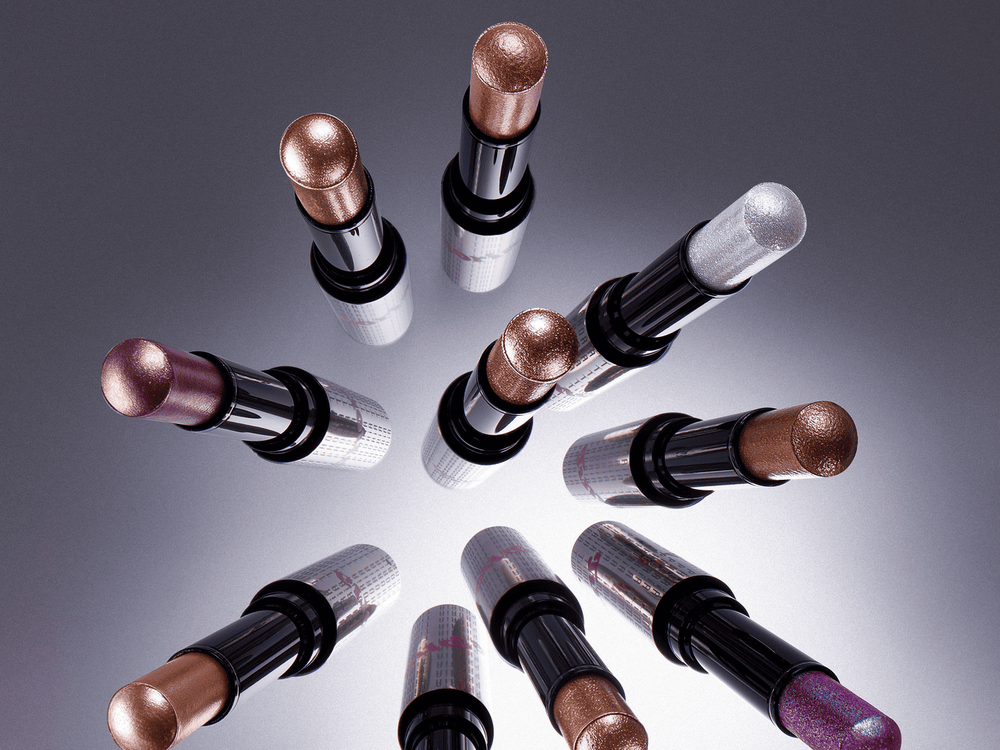 Ten Illumina Jelly Eyeshadow Stick shade swatches labeled 001 Moonshell through 010 Amethyst on a neutral background.  