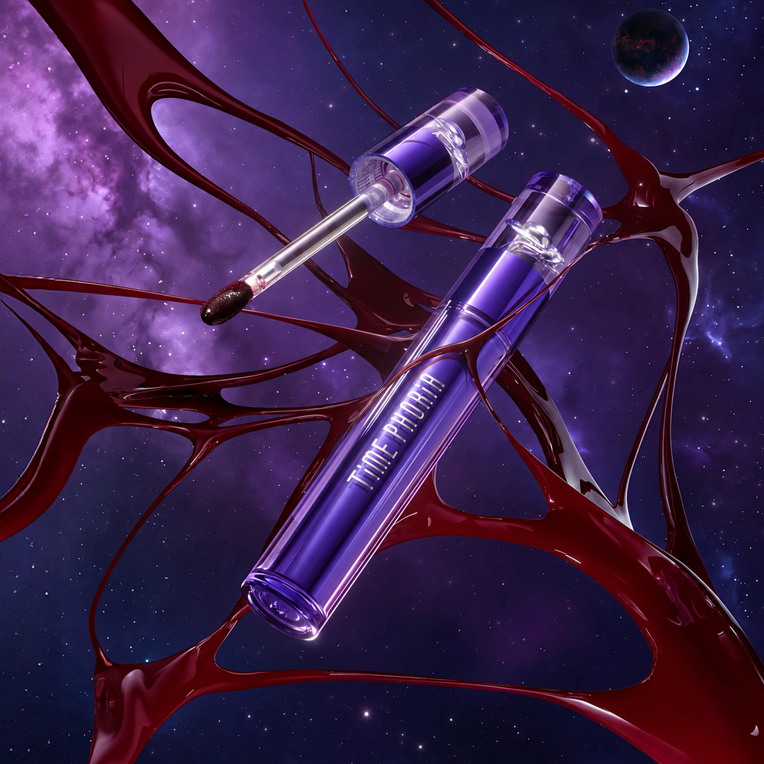 TimePhoria lip makeup collection featuring gradient metallic lip tints and stellar dust lip stain 
