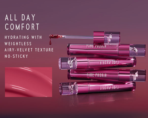 Time phoria ALTERA Blurring Lip Tint with text 'ALL DAY COMFORT'