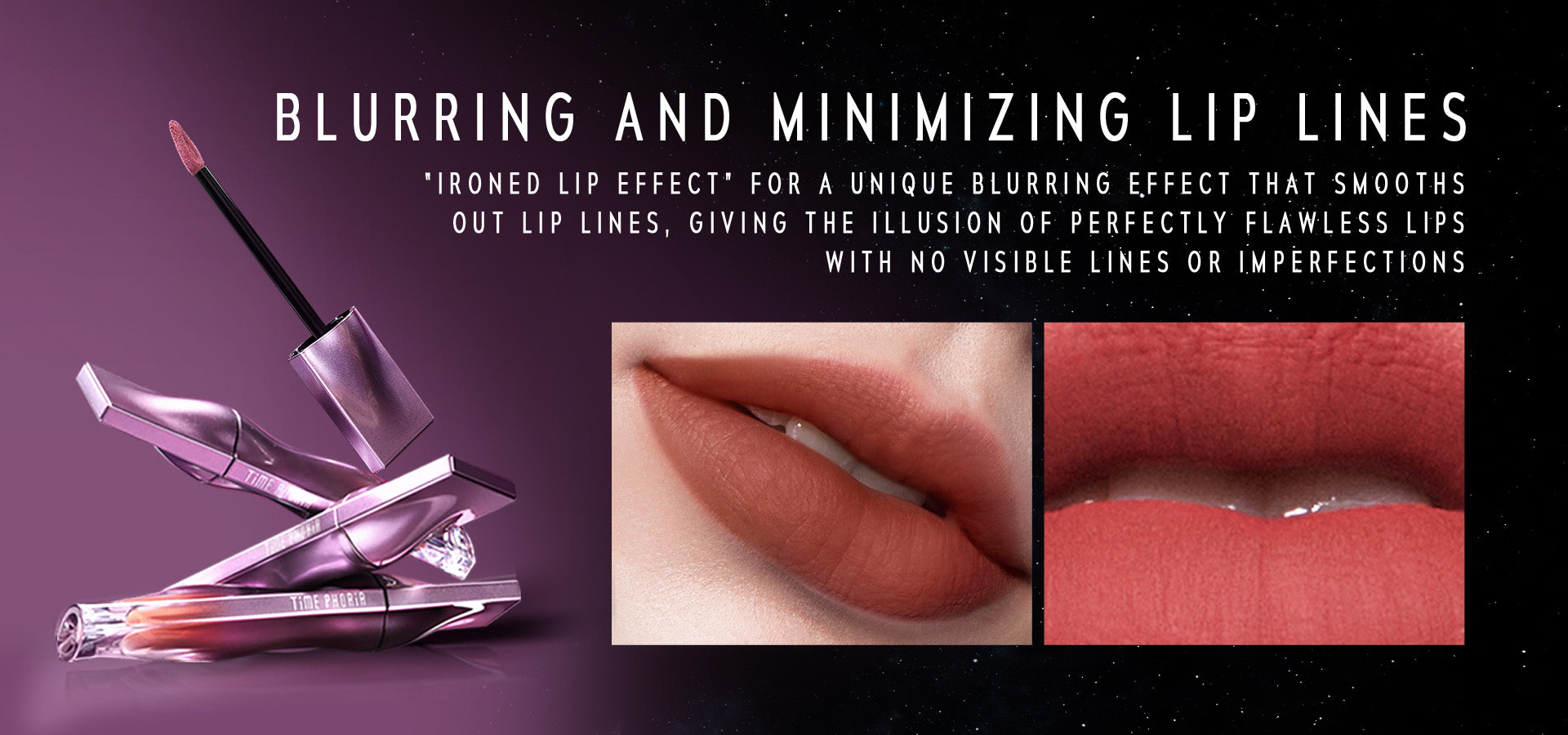 Timephoria Velvet lip cream featuring 'BLURRING AND MINIMIZING LIP LINES'